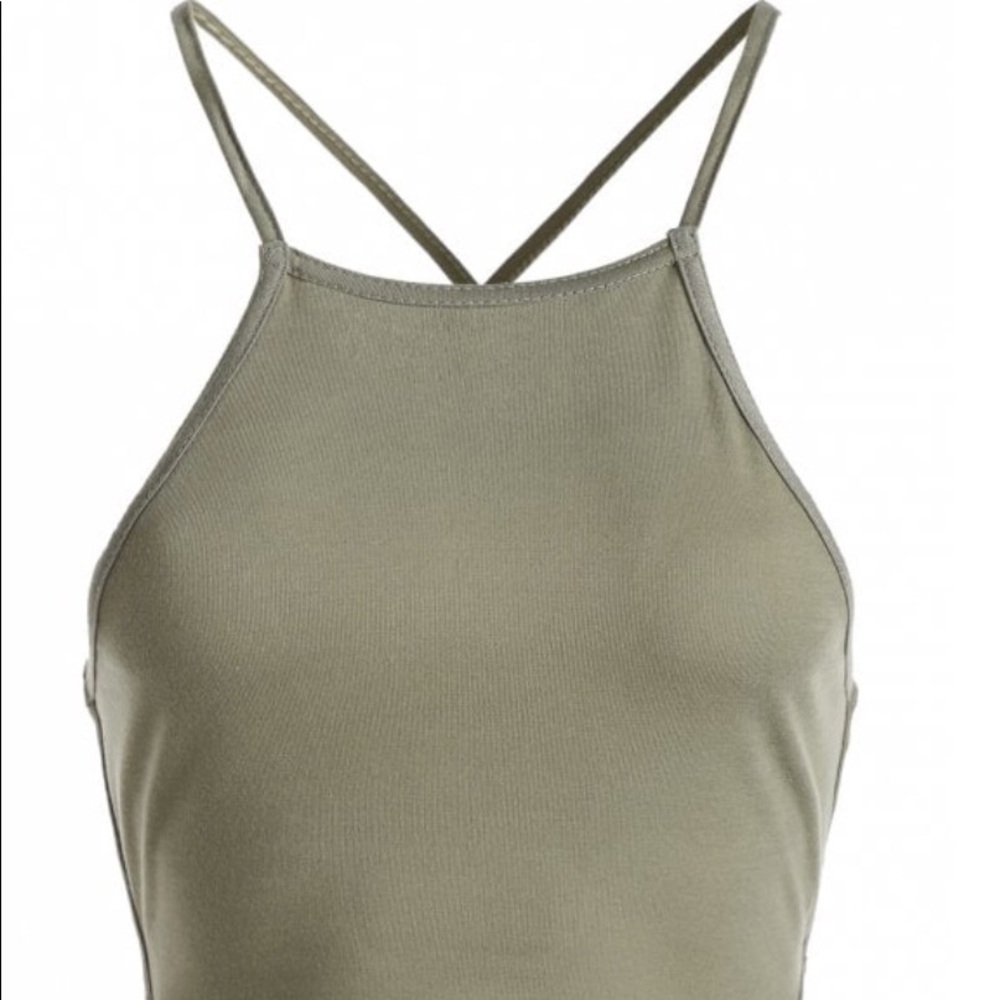 green criss cross pace up cami crop top